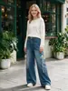 Nuevos jeans rectos casuales de pierna ancha europeos y americanos, corte holgado, pantalones vaqueros de moda para mujer para otoño