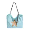 Bolso de Hombro Individual de Lona de Moda de Alto Valor Bolso Casual Estilo Estudiante Estrella Bolso de Mano con Personalidad de Moda de Gran Capacidad