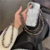Cadena Larga para Teléfono con Perlas de Cristal de Uva Multicolor Super Brillantes, Correa Cruzada para Funda de Teléfono o Bolso, Correa Larga que se Puede Llevar en la Espalda
