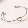 Lele Jewelry Pulsera Abierta de Corazón Nudo Simple Estilo Coreano de Moda Personalidad Temperamento Joyería Popular de Venta Caliente Europea y Americana