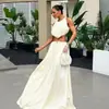 Vestido Europeu e Americano Amazon Transfronteiriço 2025 Novo Revelador de Cintura com Recorte Lateral na Cintura Fivela de Metal Elegante Vestido de Noite