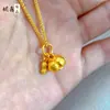 Nuevo Collar con Colgante Tradicional Dorado Estilo Chino para Mujer, Alta Retención del Color, Símbolo de Fortuna Estilo Chino, Colgante de Caqui y Cacahuete