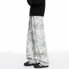 Pantalones Casuales Rectos de Pierna Ancha de Moda para Hombre Primavera y Otoño 2026, Pantalones Deportivos Curvos Tie-Dye Extra Largos, Tallas Grandes para Adolescentes