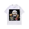 Camiseta de manga corta con estampado digital de pintura al óleo parodia retro americana, lavado antiguo, para hombre y mujer, marca de moda ins, callejero, hip hop, pareja