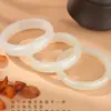 Pulsera de Jade Blanco Waimeng para Mujer Pulsera Plana de Jade Blanco Pulsera de Imitación de Jade Hetian Pulsera Waimeng para Mujer