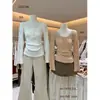 AS OFFICIAL Otoño Encaje Francés Crochet Adelgazante Ceñidor de Cintura Cuello Redondo Manga Larga Tejido para Mujer 29103