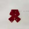 Conjunto de Chapéu e Cachecol Infantil Estilo Inverno Flor Vermelha Coração Proteção para Orelhas Chapéu Bebê Recém-nascido Chapéu de Natal Inverno