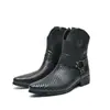 Botas Martin de Tamanho Grande Transfronteiriças Outono e Inverno Novas Botas de Couro Sapatos de Couro de Cano Alto com Zíper Lateral para Homens Comércio Exterior Retrô Botas Martin Britânicas