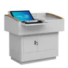 Plataforma multimídia Dongrui Mesa de aula para professor de escola mesa de plataforma para sala de aula de aço multifuncional com flip para computador