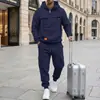 E-commerce Transfronteiriço Amazon Novo Conjunto com Capuz Masculino Outono Inverno Moletom Roupa de Trabalho Cor Sólida Casual Roupas Masculinas Conjunto de Moletom