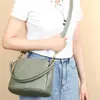 Bolso de Hombro Suave de Cuero de Vaca Retro, Bolso Cubo de Piel de Vaca de Primera Capa, Bolso de Piel Genuina para Mujer, Bolso Cruzado de Hombro Casual