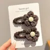 Presilha de Cabelo de Alto Padrão Coreana para Mulheres Presilha de Lã Estilo Retrô Outono Inverno Presilha para Franja Presilha Fofa de Coração Acessórios de Cabelo Adorno de Cabeça