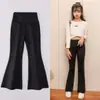 Pantalones para Niñas Primavera y Otoño 2025 Nuevos Pantalones de Yoga para Niños Pantalones de Tiburón Acampanados para Niñas Mayores Pantalones de Campana Negros para Niños Pequeños