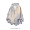 Conjunto de Pareja Nasa Cardigan con Estampado Japonés de Moda Sudadera con Capucha Unisex Chaqueta de Estilo Holgado Perezoso para Principios de Primavera Otoño
