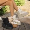 Botas de Nieve Cálidas Transfronterizas de Comercio Exterior 2025 Invierno Nuevas de Suela Gruesa Talla Grande Forradas de Felpa con Correa Cruzada Zapatos de Algodón del Noreste para Mujer