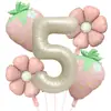 Nuevo Set de Globos con Tema de Frutas de Foil de Aluminio Blanco Lechoso Mate con Fresas para Decoraciones Hawaianas en Fiestas de Cumpleaños Infantiles