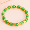 Pulseira Feminina de Granate Sintético Amor Atacado, Joias de Contas da Sorte Banhadas a Ouro Cobre, Fornecimento Atacadista Transfronteiriço