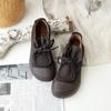 Botas Individuales de Cuero de Vaca con Punteras, Retro Feas y Lindas de Cuero Genuino Casual para Mujer, Botines Cortos de Corte Bajo con Suela Gruesa Otoño Nuevos