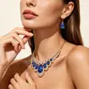 Bestseller de joyería transfronteriza en Amazon: conjunto grande de collar y pendientes de piedras preciosas, estilo exagerado europeo y americano, moderno y brillante