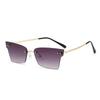 Nuevas Gafas de Sol Cuadradas sin Marco de Borde Cortado Moda Europea y Americana Tendencia Gafas de Sol Estilo Callejero Celebridad de Internet Gafas de Sol con Forma Cóncava para Mujer