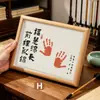 Novo Porta-Retrato de Bênção Multicor Estilo Chinês com Borda de Madeira Natural e Frases Auspiciosas, Adequado para Exibição em Mesa, Presentear ou Uso Pessoal