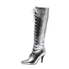 Botas de Comercio Exterior 32 Botas Delgadas Botas de Jinete 48 Botas Europeas y Americanas Tacón Alto Botas Altas Botas Martin Botas de Pole Dance con Cordones Mujer
