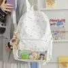 Mochila transparente tipo ita de estilo japonés de alta apariencia con ribete de encaje y estampado de estrellas de moda, gran capacidad para estudiantes