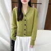 Cardigan Retrô Estilo Britânico 100% Lã Outono/Inverno para Mulheres, Gola Reversível, Tricô de Trança, Suéter Novo Estilo Engrossado, Casaco de Cashmere