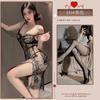 Conjunto de Lencería Morado para Mujeres con Poco Busto, Uniforme Sexy de Encaje Transparente, Atractivo Vestido Largo con Abertura
