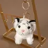 Pingente de Bolsa Chaveiro Boneco Tigre Simulado Pingente de Mochila Leopardo da Neve Veado Lembrança de Viagem para Mulheres