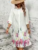 Vestido de Verano para Mujer con Estampado, Cuello Camisero, Botones al Frente, Holgado, Estilo Vacacional, Comercio Exterior Europeo y Americano Transfronterizo