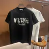 100% algodão, com estampa de letras Vano transfronteiriça, modelagem solta, gola redonda, manga curta, unissex, estilo verão, por Warren Tian N