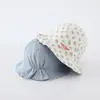 Chapéus de Pescador Reversíveis Dupla Face Atacado Infantil Novo Estampa Primavera e Verão Chapéus de Sol para Meninas ao Ar Livre Chapéus Bucket Comércio Exterior