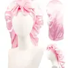 Touca de Noite com Laço Cruzado Seda de Imitação Alta Elasticidade Cauda Longa Touca de Noite Salão de Beleza Cuidados com o Cabelo Touca de Noite de Aba Larga