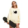 Sudadera de Algodón Pesado para Parejas, Corte Holgado, Cuello Redondo, Sin Capucha, Pulóver, Versátil, Cálida, Prenda Superior Estampada para Otoño e Invierno