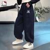 Pantalones Deportivos Casuales de Otoño para Niñas Kuromi Colaboración 2026 Nuevos Pantalones Anchos Holgados para Niños Mayores