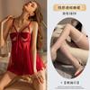 Nueva Lencería Sexy Nocturna con Abertura en la Entrepierna, Ropa de Dormir que No Hay que Quitarse, Conjunto de Camisón de Encaje con Lazo Grande 1819