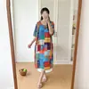 Camisola de Seda de Algodão para Mulheres, Novo Vestido de Verão Estilo Chinês, Vestido de Seda de Algodão Que Pode Ser Usado Fora, Roupa de Casa de Alto Padrão Extra Longa para Primavera e Outono
