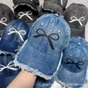 Gorra de béisbol de mezclilla con visera y lazo superpopular para mujer 2024 estilo diseñador nicho de Corea del Sur que hace que la cara se vea pequeña, dulce y cool