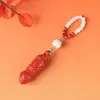 Llavero de Arena Roja de Alto Contenido, Colgante para Bolso de Cinabrio Natural Genuino, Amuleto de Nube Auspiciosa, Adorno, Venta Directa del Fabricante