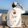 Camiseta Casual Artística de Manga Curta Margarida Masculina Verão Estilo Salgado Casual Estilo Hong Kong Oversize Meia-manga Fashionable Meia-manga