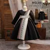 Al por mayor Estilo Nuevo Vestido Falda Niños Falda de Satén Estampada Niñas Vestido Tutú Negro de Manga Larga