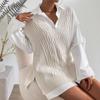 Chaleco de Punto Trenzado con Cuello en V Color Off-White Transfronterizo Europeo y Americano, Suéter de Capas Holgado, Suéter Simple y de Moda para Primavera y Otoño Personalización