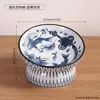 Cuenco Cerámico para Mascotas Estilo Chino con Patas Altas para Prevenir Tensión en el Cuello y Derrames, Adecuado para Gatos y Perros, Cuenco Universal para Comida y Agua para Uso en Casa