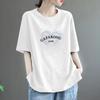 Camiseta de Algodão Puro de Manga Curta, Nova para o Verão 2026, Tamanho Grande, Gola Redonda, Estampa de Coração, Top Casual Tendência Slim