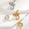 Anel Malt Europeu e Americano Transfronteiriço em Formato de Cobra de Aço Titânio Aço Inoxidável com Design Aberto, Joia Personalizada de Luxo Leve para Mulheres