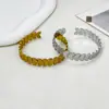 Pulseira Aberta de Aço Inoxidável Atacado Transfronteiriço, Luxo Leve, Alta Qualidade, Clássica e Simples Pulseira de Folha de Ramo de Oliveira