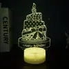 Base de Luz Nocturna 3D Transfronteriza LED Táctil Carga USB Colorida Control Remoto Pequeña Atmósfera Lámpara Infantil Lámpara de Mesa Táctil
