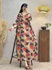 Moda Nova Primavera e Outono Emagrecedor Elegante Redutor de Idade Vestido Suéter Feminino Artístico Retro Estampado Saia Longa Atacado