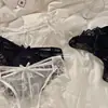 Calcinhas de Renda Sexy Francesas Femininas Transparentes Vazadas de Verão com Laço Rede de Secagem Rápida Cintura Baixa Cruzadas Triângulo